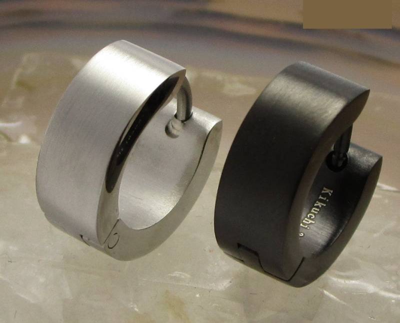 Ø 13 Mm/5 Edelstahl Ohrringe 2stk. Creolen Silber Schwarz Matt Ohrstecker Huggie Hoop Für Herren & Damen von KikuchiMensEarring