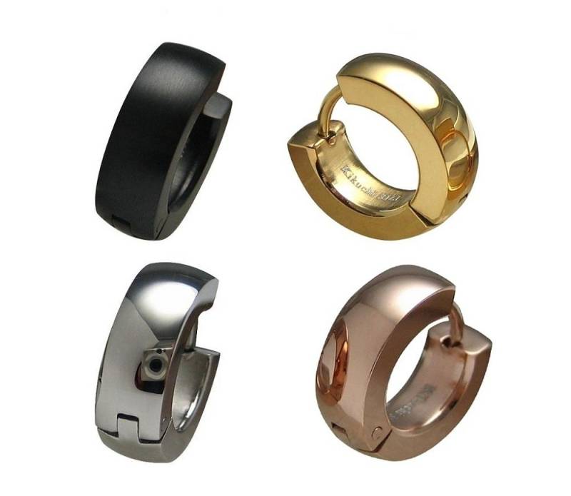 Ø 15 Mm/5 Edelstahl Ohrringe Männer Damen Matt Hochglänzend Silber Gold Rotgold Schwarz Bogen Creolen Ohrstecker Hoop Huggie von KikuchiMensEarring