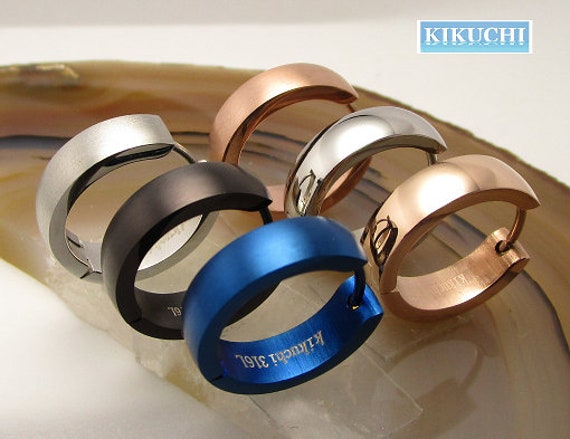 Ø 18 Mm/4, 8 Edelstahl Ohrringe Herren Damen Creolen Schwarz Rotgold Silber Blau Matt Glänzend Hoop Ohrstecker von KikuchiMensEarring