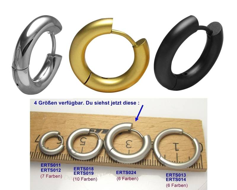 Ø 20 Mm/4 Ohrringe Silber Hochglänzend Edelstahl Creolen Titan Verschluss Groß Tube Ohrstecker Damen Männer von KikuchiMensEarring