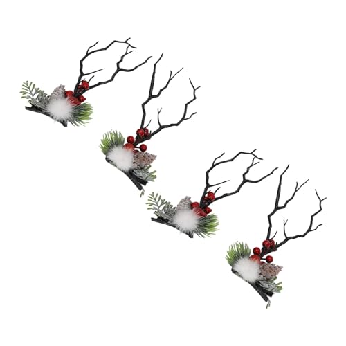 2 Paar Rentier Haarstifte Fairy Style Weihnachtsgeweihs Haarklammern Dekorative Festival Haarstifte für Kostümpartyschule Event Event von Kikumi