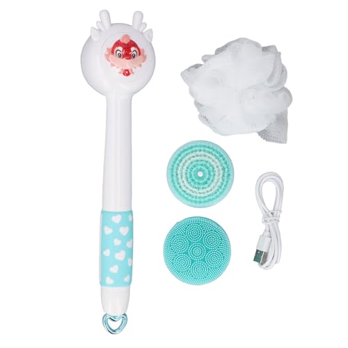 Elektrische Körperbürste für Kinder mit Langem Griff, Automatischer 2-Gang-Wasserabweisender Typ-C-Aufladung, Elektrischer Rückenschrubber (Blau) von Kikumi