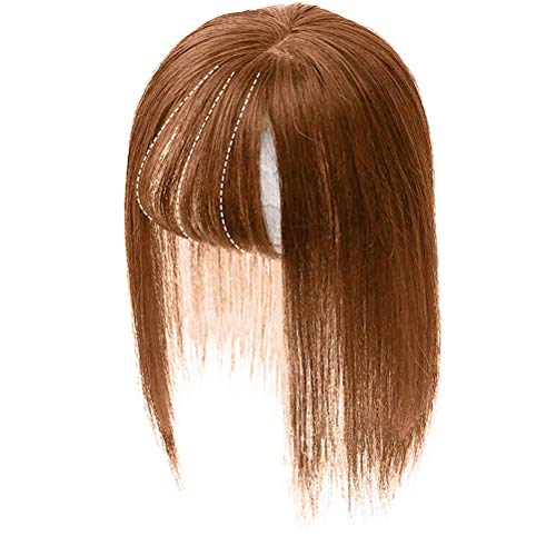 Haaraufsätze, Seidenbasis, Kronenaufsatz, Echthaar-Clips, Aufsätze, Obere Haarteile für Frauen, Dünner Werdendes Haar (Hellbraun) von Kikumi