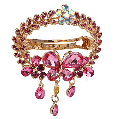 Haarspangen, Rosa Strass-Legierungsmaterial, Funkelnde Haarnadel, Vintage-Haarspangen für Frauen und Mädchen von Kikumi