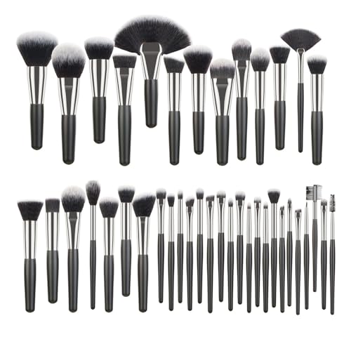 Kikumi 40 -teiliges Make -up Pinsel Set für Lidschatten, Concealer, Foundation und Lippenweiche Holzgriff Make up Pinsel Set mit Aufbewahrungsbeutel von Kikumi