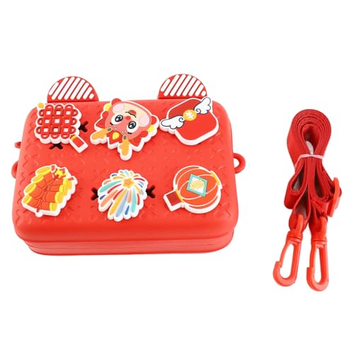 Kikumi Kinder-Einzelschulter-Kameratasche, DIY-Cartoon-Dekore, Stoßdämpfende Sling-Umhängetasche (Rot) von Kikumi