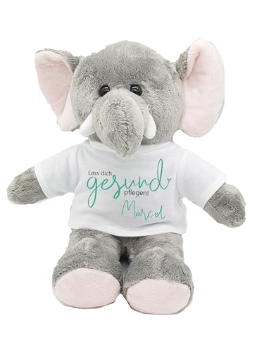 Gute Besserung Elefant mit Wunschname personalisiert Alternative Karte zur Genesung Genesungswünsche (Spruch Lass Dich gesund) von Kilala