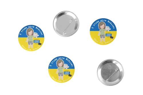 Set Buttons Ukraine Abzeichenbroschen Kinder Mädchen mit Friedenstaube 59mm Ansteck-Pin Kleidung Korb (Mädchen 10er-Set) von Kilala
