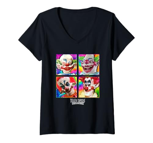 Damen Killer Klowns from Outer Space Colorful Face Paintings T-Shirt mit V-Ausschnitt von Killer Klowns from Outer Space