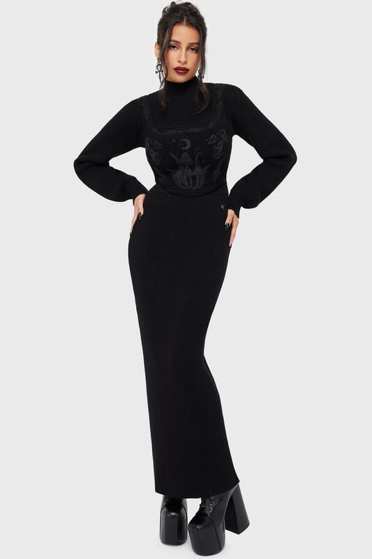 Killstar Belinda's Woe Maxi Skirt Langer Rock schwarz in 4XL von Killstar