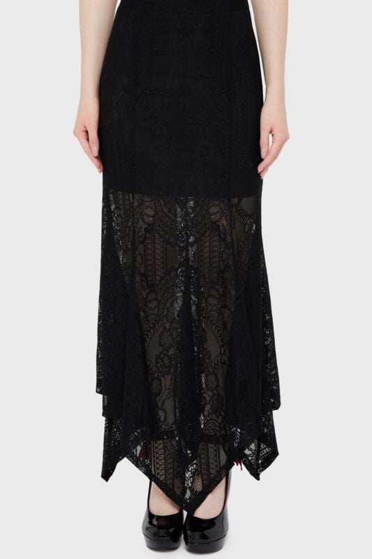 Killstar Belladona Lace - Maxi Skirt Langer Rock schwarz in 3XL von Killstar