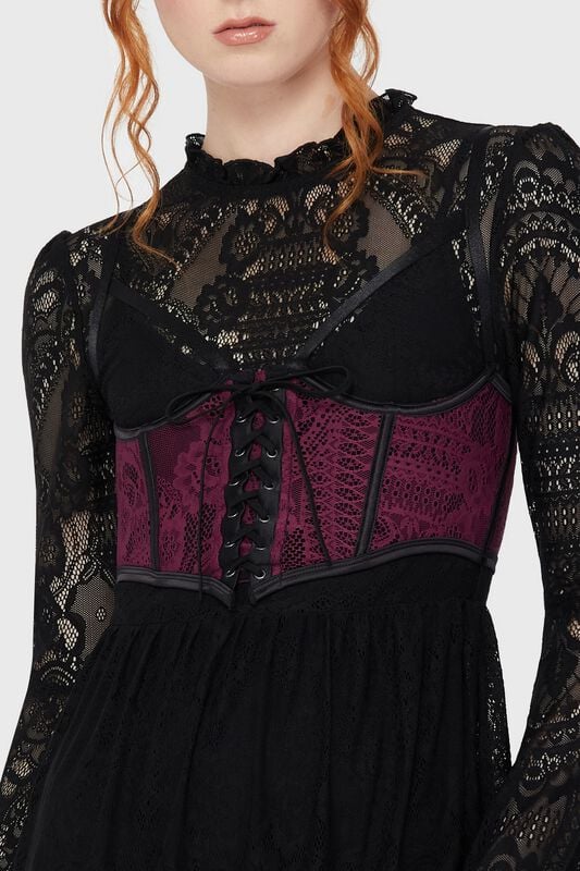 Killstar Belladonna Lace - Arden Lace Basque Top lila in XS von Killstar