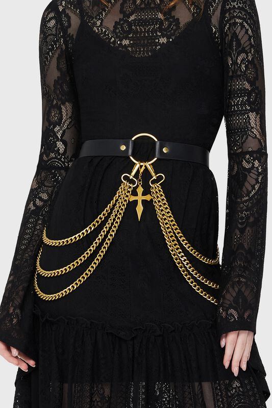 Killstar Belladonna Lace - Poised Opulence Belt Gürtel schwarz goldfarben von Killstar