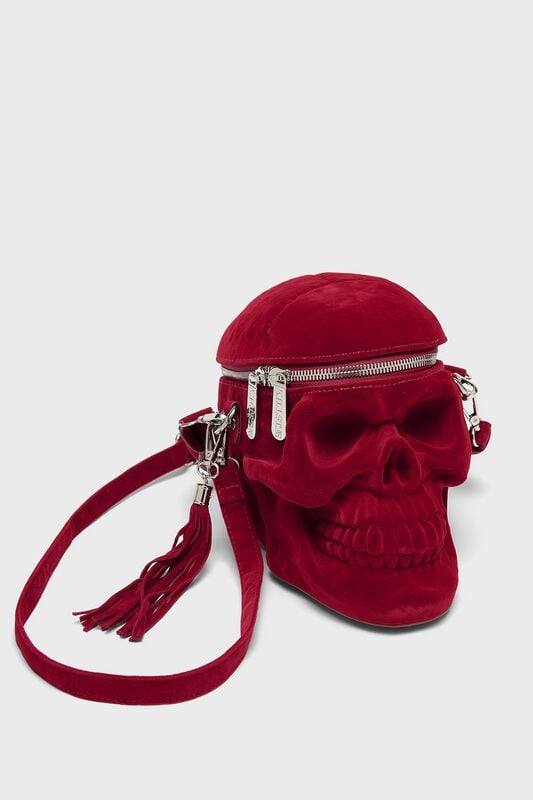 Killstar - Gothic Handtasche - Grave Digger Skull - Blood - für Damen - rot von Killstar