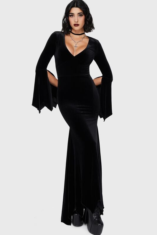 Killstar - Gothic Kleid lang - Mortaveil Maxi Dress - XS bis XXL - für Damen - Größe M - schwarz von Killstar