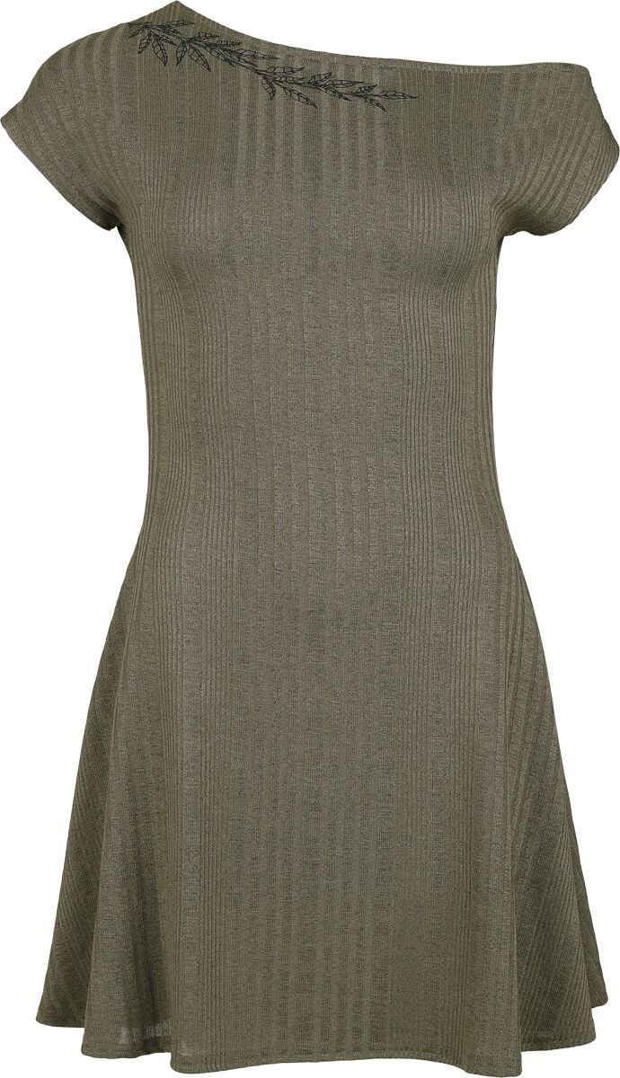 Killstar - Gothic Kurzes Kleid - Forest Fable - Ethereal Forest Mini Dress - XS bis 4XL - für Damen - Größe 3XL - khaki von Killstar