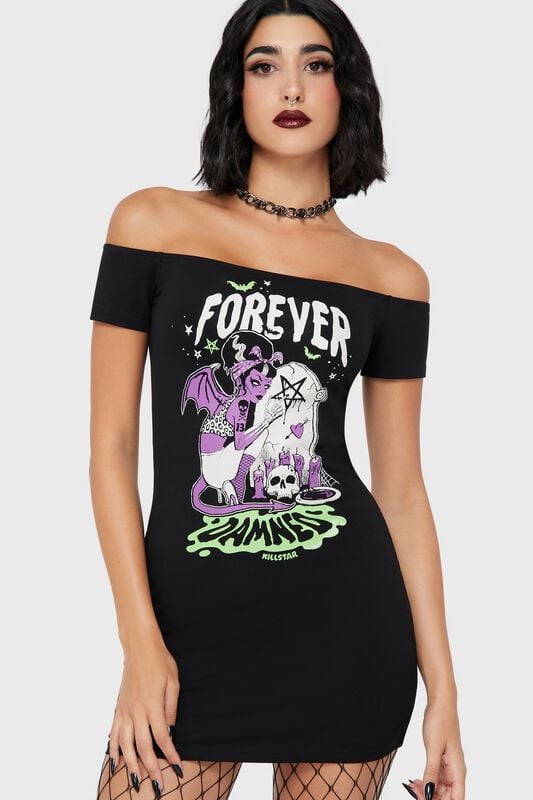 Killstar - Gothic Kurzes Kleid - Forever Damned Dress - XS bis 4XL - für Damen - Größe XS - schwarz von Killstar