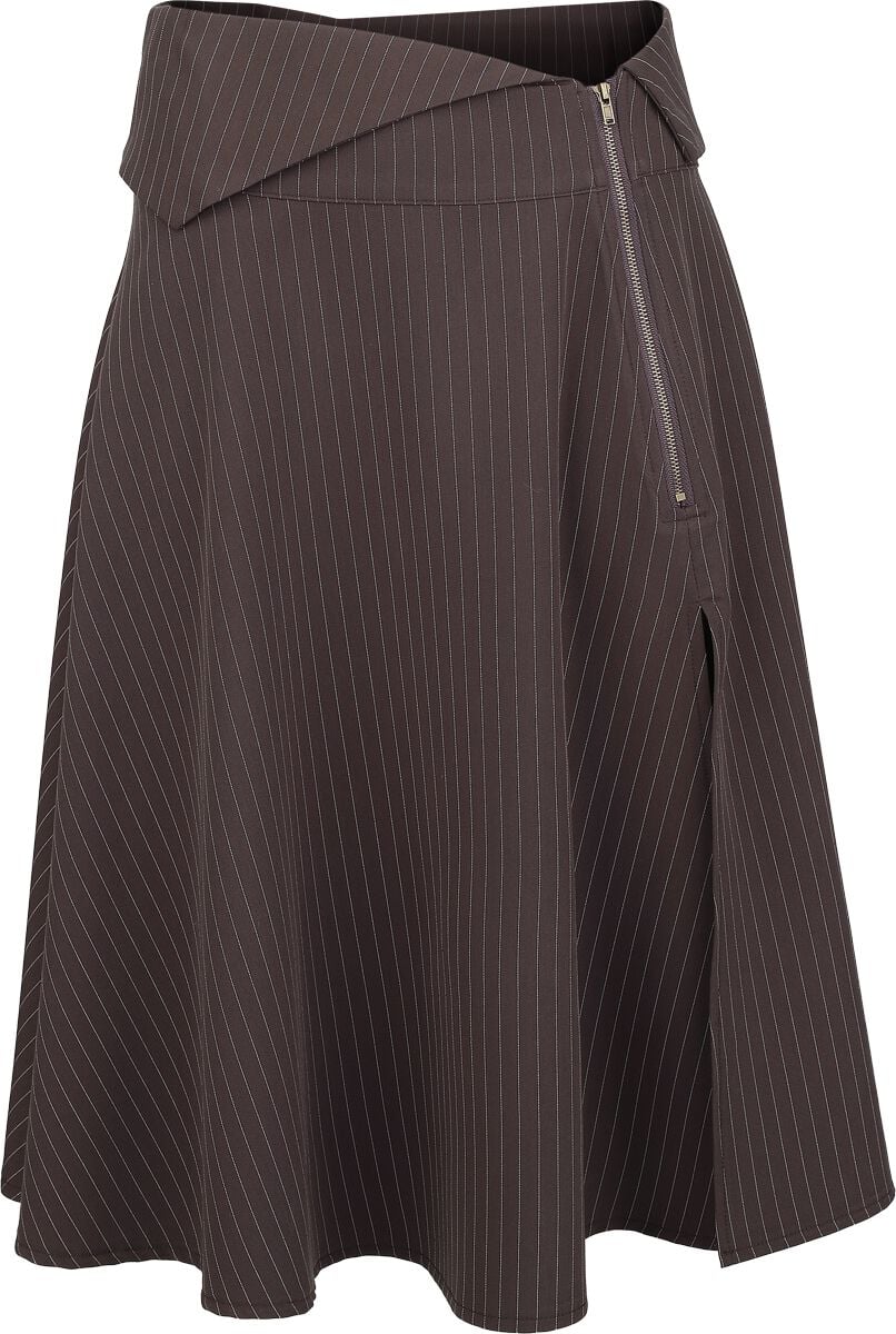 Killstar - Gothic Rock knielang - Nocturne Nights - Midnight Gaze Midi Skirt - XS bis 3XL - für Damen - Größe S - braun von Killstar