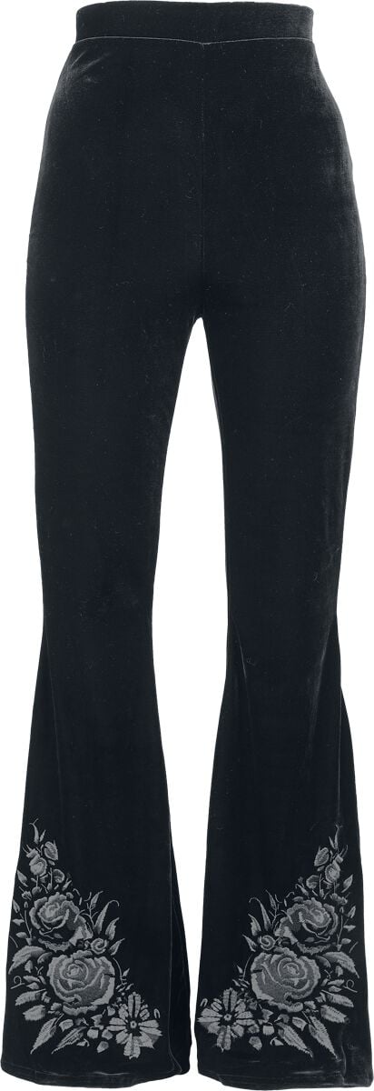 Killstar - Gothic Stoffhose - Nocturne Nights - A Devil'S Rose Flares - XS bis XXL - für Damen - Größe L - schwarz von Killstar