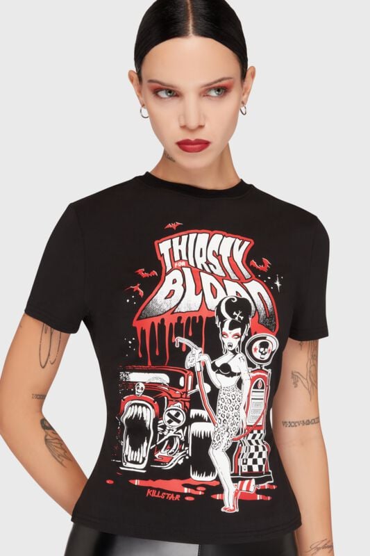 Killstar - Gothic T-Shirt - Thirsty Blood T-Shirt - XS bis 4XL - für Damen - Größe S - schwarz von Killstar