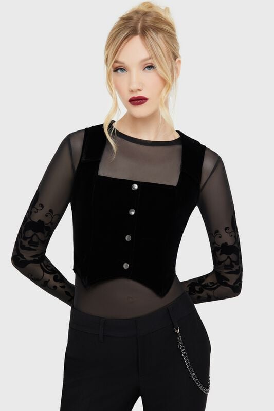 Killstar - Gothic Weste - Bat Noir Waistcoat - M bis XXL - für Damen - Größe XXL - schwarz von Killstar