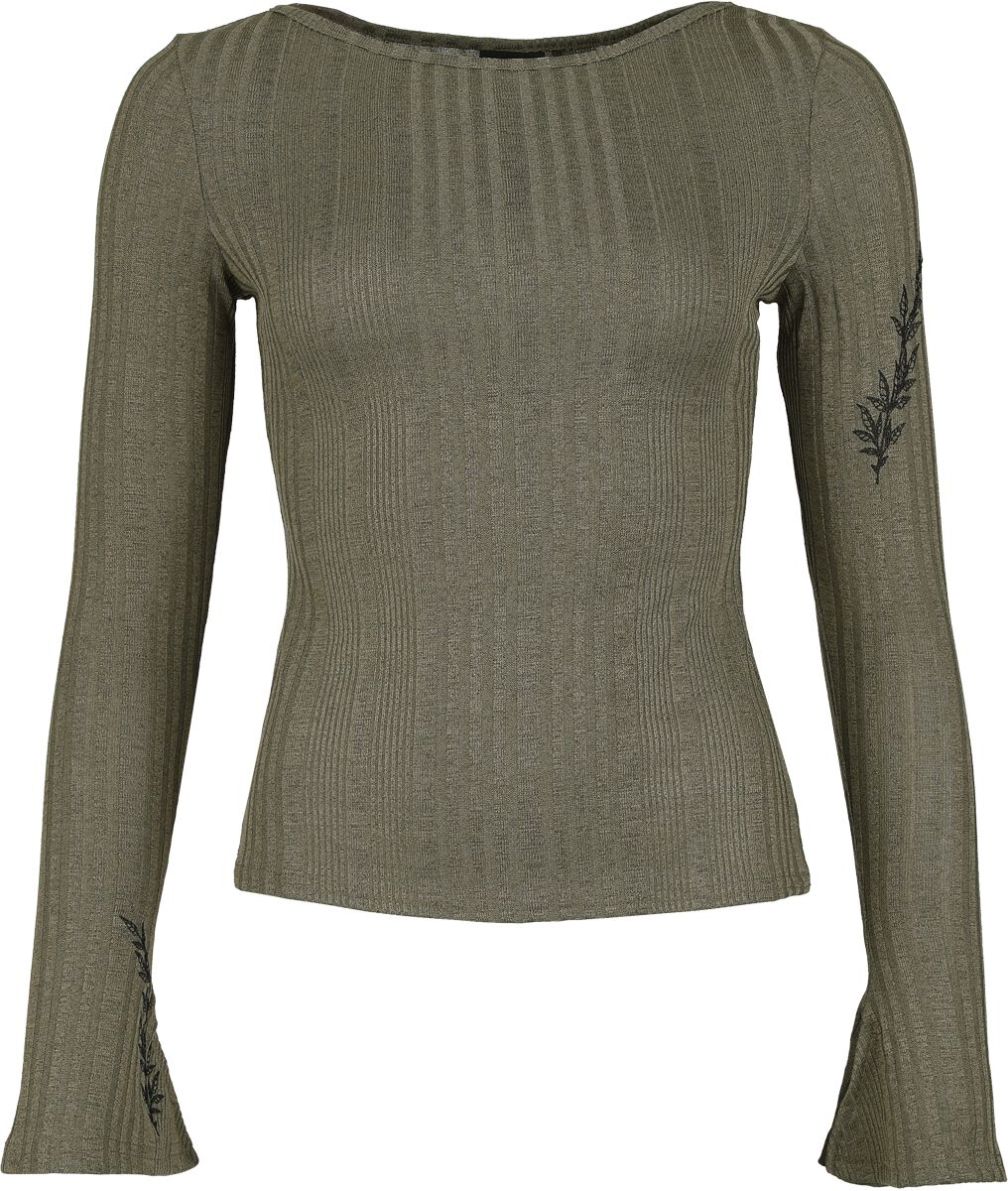 Killstar Langarmshirt - Forest Fable - Ethereal Forest Top - XS bis 4XL - für Damen - Größe S - khaki von Killstar