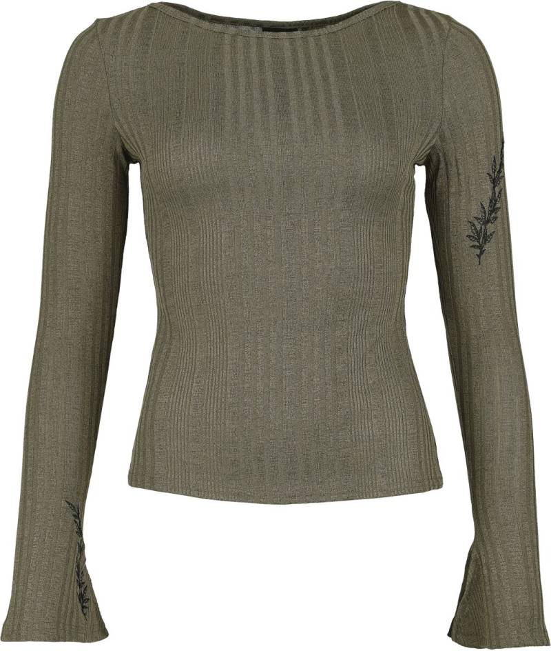 Killstar Langarmshirt - Forest Fable - Ethereal Forest Top - XS bis 4XL - für Damen - Größe XL - khaki von Killstar