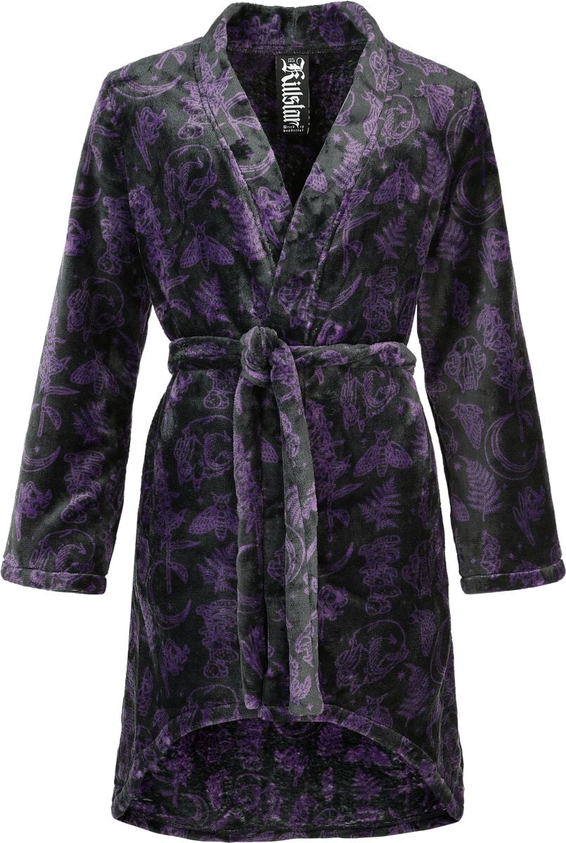 Killstar Midnight Moth Robe Bademantel schwarz lila in XS von Killstar