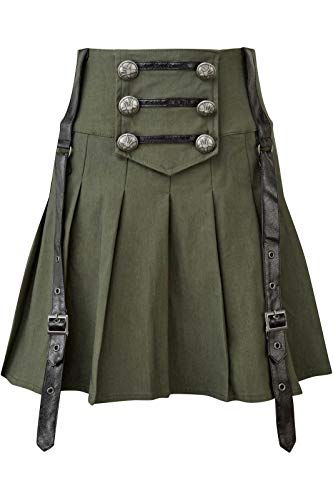 Killstar Mini Faltenrock - Dark Academy Khaki XL von Killstar