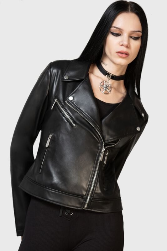Killstar Night Wrath Biker Jacket Kunstlederjacke schwarz in XL von Killstar