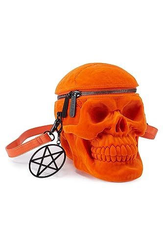 Killstar Schädel Handtasche - Grave Digger Skull Orange Velvet von Killstar