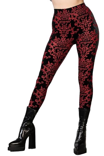 Killstar X Twin Temple Leggings - Styx (DE/NL/SE/PL, Alphanumerisch, S, Regular, Regular, Rot) von Killstar