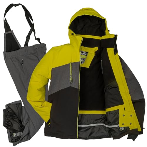 Killtec Herren Skianzug Größe XXL - aus Skijacke schwarz grau meliert senf und Skihose grau meliert - mit 10000mm Wassersäule - wasserdicht, atmungsaktiv von Killtec