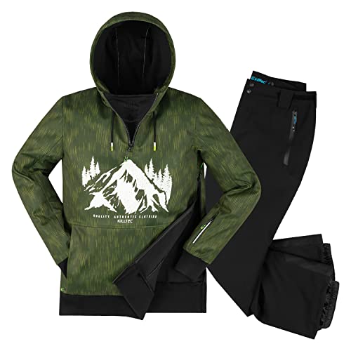 Killtec Herren leichter Skianzug - mit 10.000 mm Wassersäule - Windbreaker Hoodie Moos Grün - Funktionshose Schwarz - Größe XL von Killtec