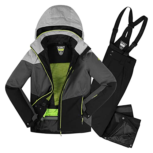 Killtec Jungen Skianzug Größe 116 - wasserdicht 10.000 mm Wassersäule - Skijacke Grau Anthrazit Schwarz, Skihose Schwarz von Killtec
