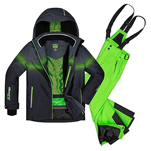 Killtec Jungen Skianzug Größe 128 aus Skijacke Glenshee Bys Schwarz und Skihose Gauror Jr NEON grün von Killtec