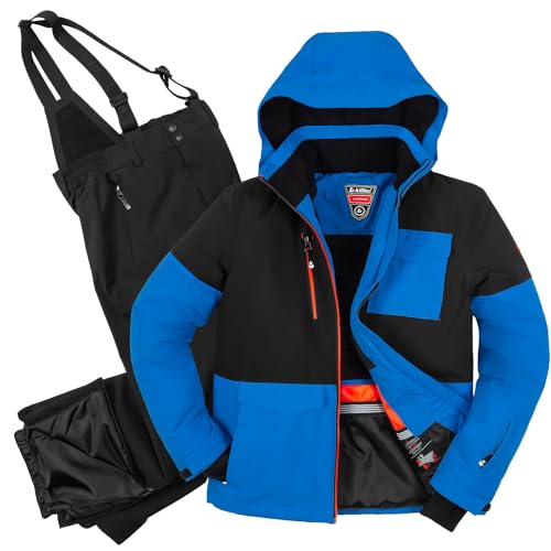Killtec Jungen Skianzug Größe 128 wasserdicht 10.000 mm Wassersäule - Skijacke schwarz blau, Skihose schwarz von Killtec