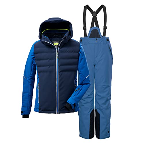 Killtec Jungen Skianzug mit 10.000 mm Wassersäule Größe 128 aus Skijacke KSW 68 BYS SKI JCKT dunkel Navy und Skihose KSW 79 Royal Blau von Killtec