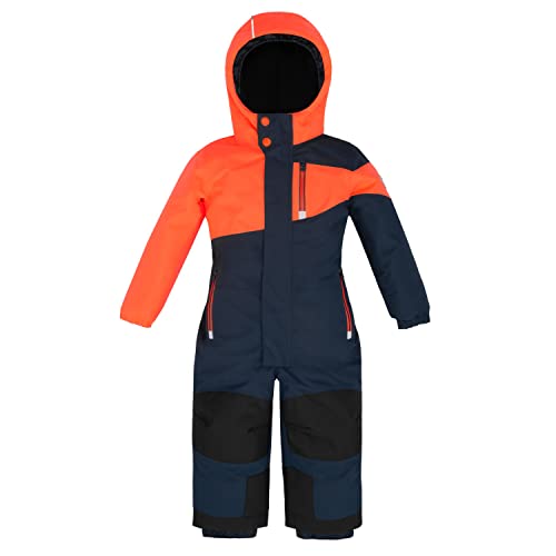 Killtec Kinder Skioverall 38469-814 wasserdicht 10.000 mm Wassersäule - dunkelnavy/neon orange - Größe 104 von Killtec