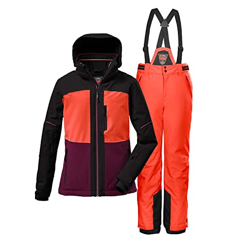 Killtec Mädchen Skianzug Größe 116 aus Skijacke KSW72 orchidee/orange und Skihose KSW77 schwarz von Killtec