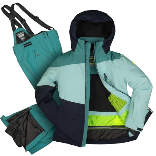 Killtec Mädchen Skianzug Größe 128 wasserdicht 10.000 mm Wassersäule - Skijacke mintgrün türkisgrün, Skihose türkisgrün von Killtec