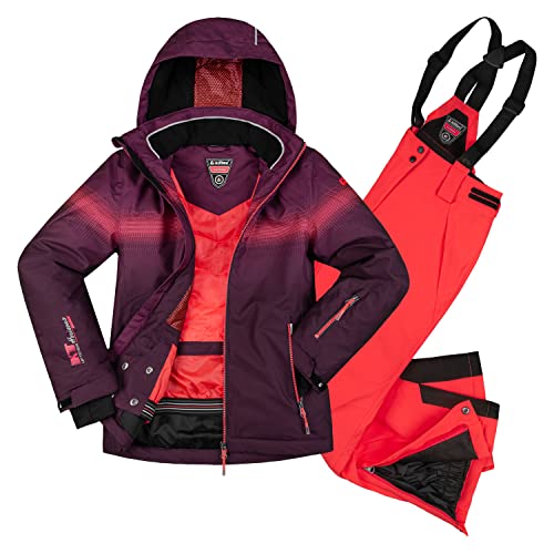 Killtec Mädchen Skianzug Größe 140 aus Skijacke Glenshee Pflaume und Skihose Nadiana Neon Coral von Killtec