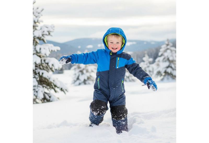 Killtec Schneeoverall Schneeanzug Kinder-Skianzug neon blau/dunkelblau langer Reißverschluss von Killtec