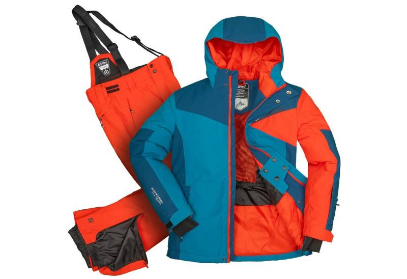Killtec Skianzug Jungen Kinder Skijacke dunkelblau + Skihose orange, abnehmbare Hosenträger von Killtec