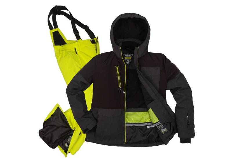 Killtec Skianzug Jungen Skijacke + Skihose (anthrazit/ limette, Gr. 152), verschweißte Nähte von Killtec