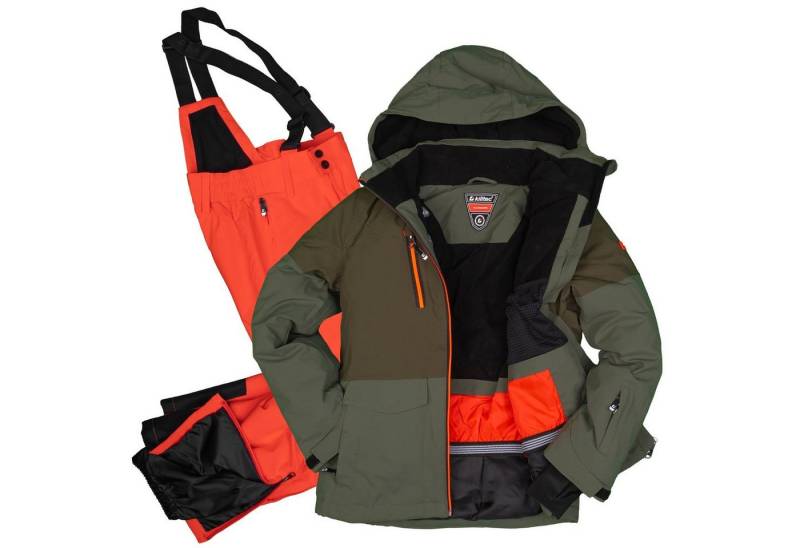 Killtec Skianzug Jungen Skijacke + Skihose (oliv/orange, Gr. 152), verschweißte Nähte von Killtec