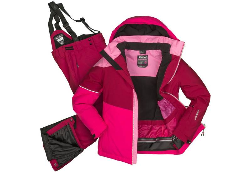 Killtec Skianzug Mädchen Skijacke bordeaux rosa + Skihose weinrot, geschweißte Nähte von Killtec