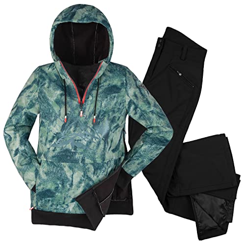 Killtec leichter Damen Skianzug - mit 10.000 mm Wassersäule - Windbreaker Hoodie Grün schattiert - Funktionshose Schwarz - Größe 40 von Killtec