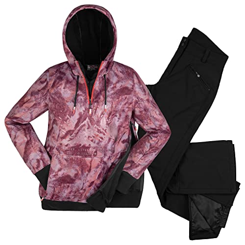 Killtec leichter Damen Skianzug - mit 10.000 mm Wassersäule - Windbreaker Hoodie Pflaume schattiert - Funktionshose Schwarz - Größe 38 von Killtec