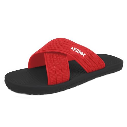 Kilter Axis Herren Slide Sandalen Badeschuhe - Schwarz & Rot - 40 von Kilter